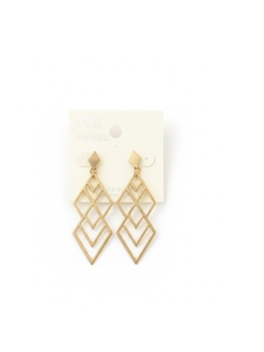 ITS SENSE Women's Gold Tone Geometric Diamond Dangle Earrings - Picture 2 of 4